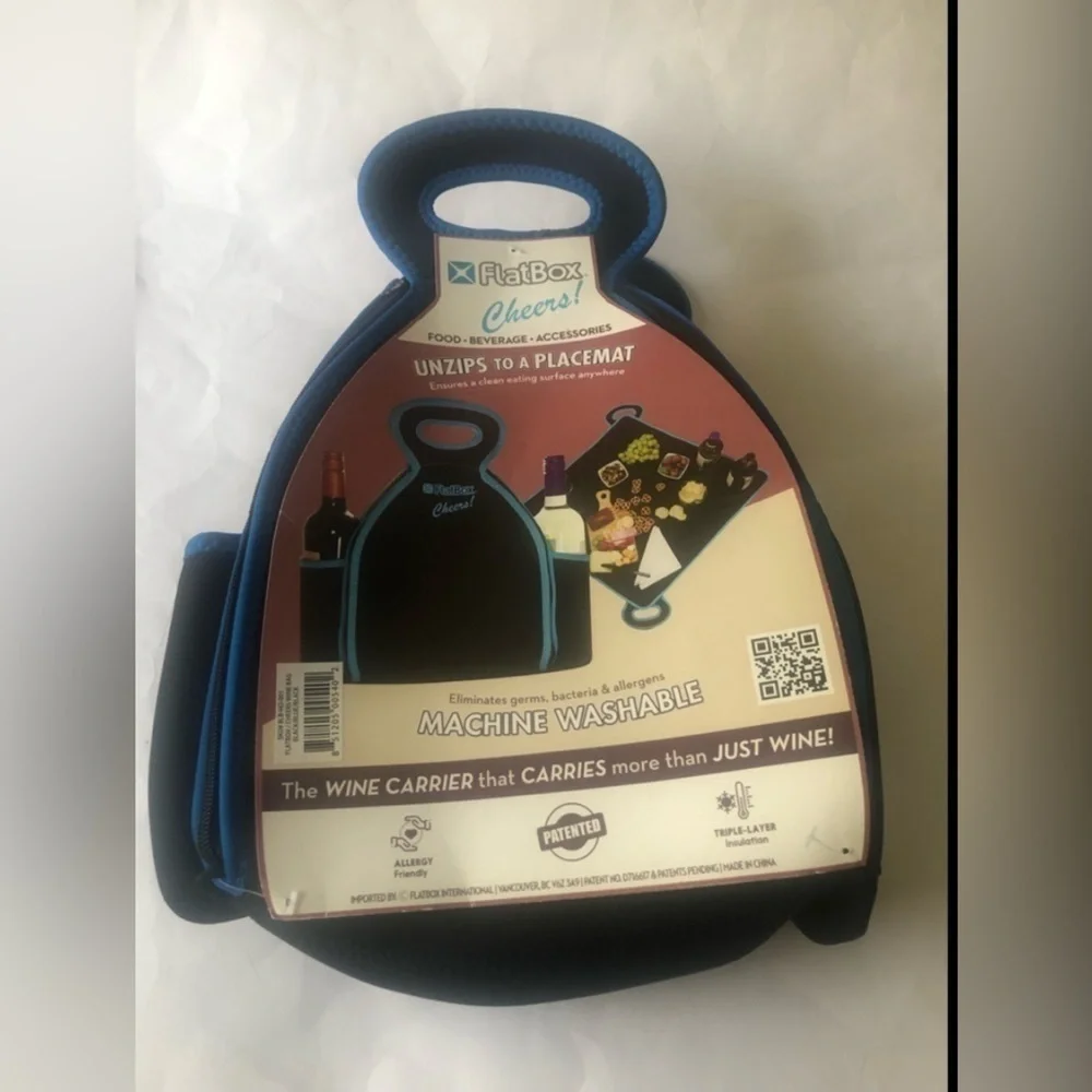 Flatbox Wine Tote / Carrier machine washable - durable NWT